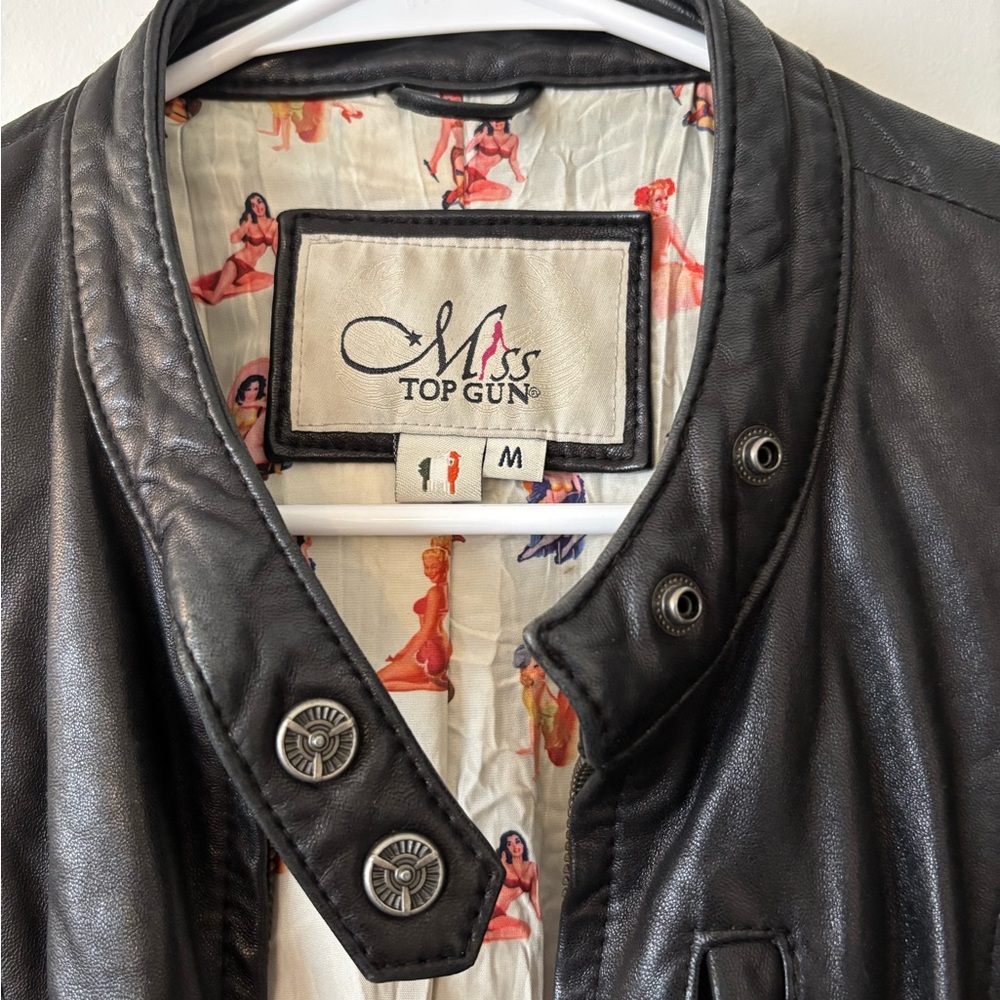 Miss Top Gun Black Leather Jacket